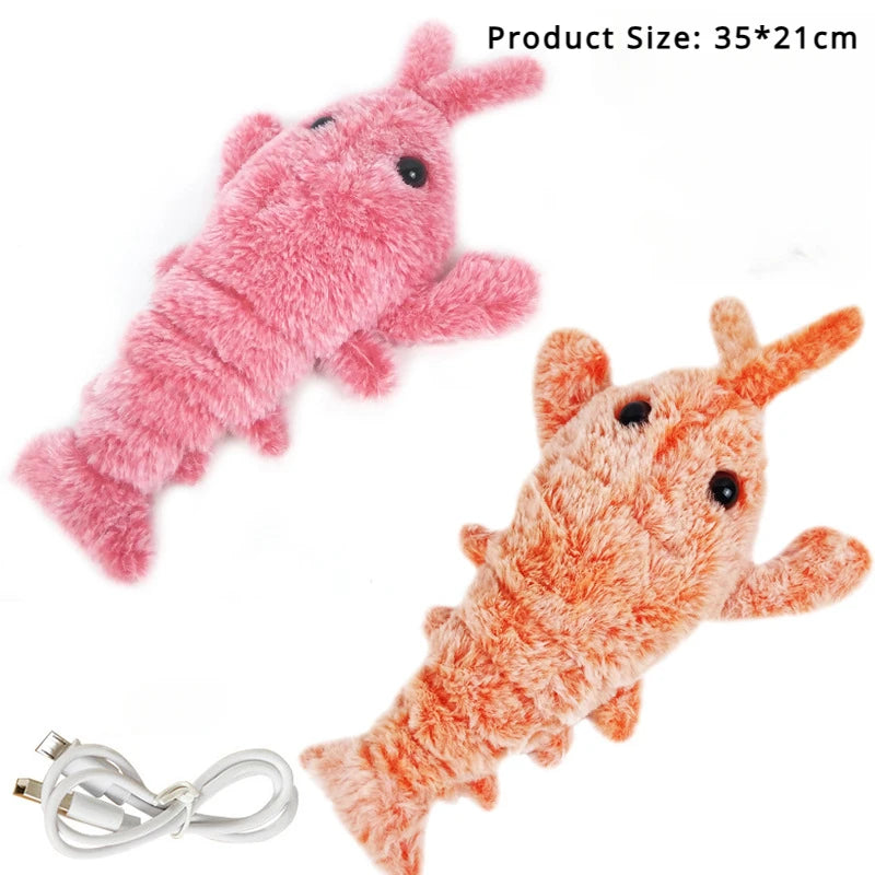 Electric Cat Toy - USB Rechargeable Jumping Shrimp Plush Toy for Indoor Cats