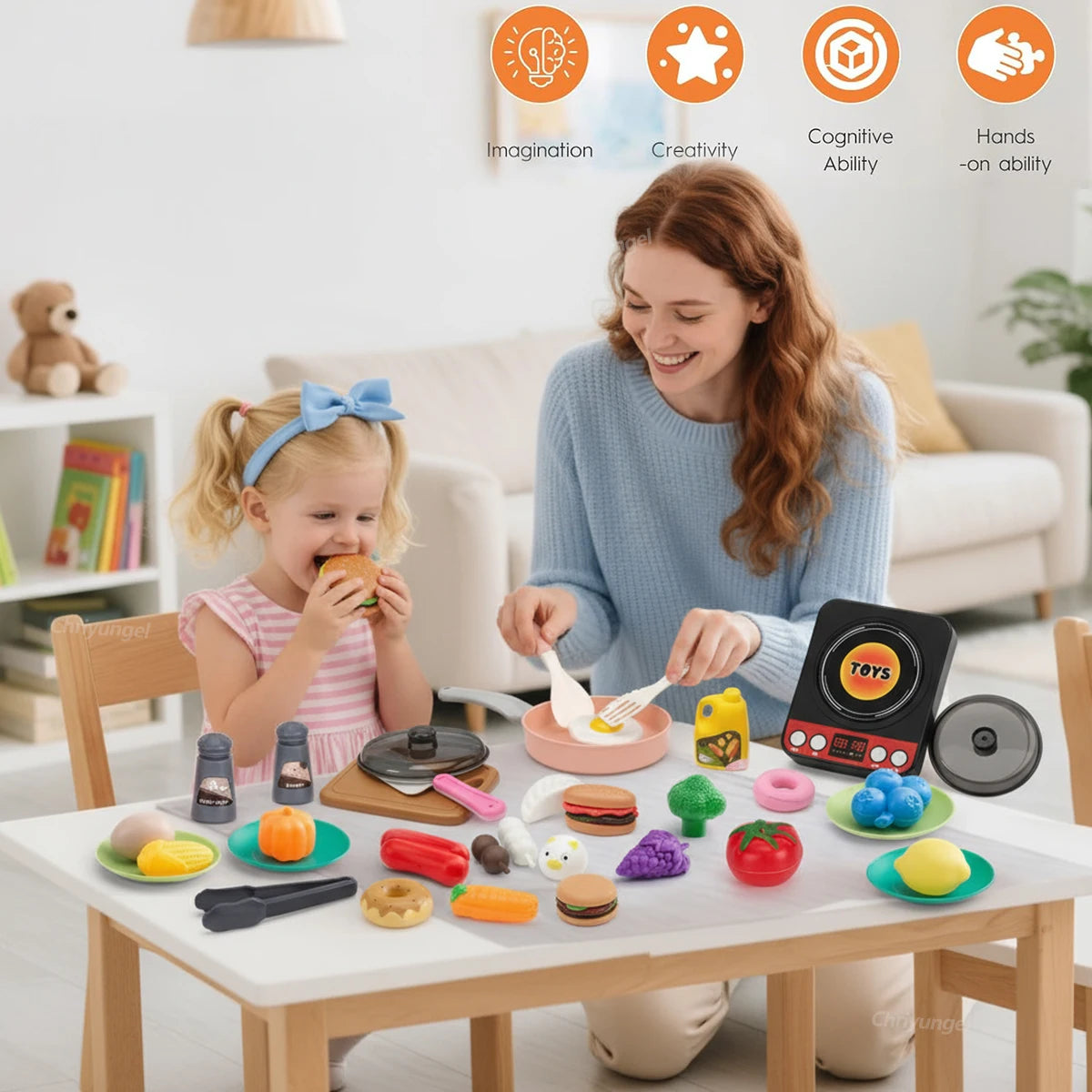 Kids Kitchen Toy Set - 59, 69 or 92 Piece Play Kitchen in Pink or Green