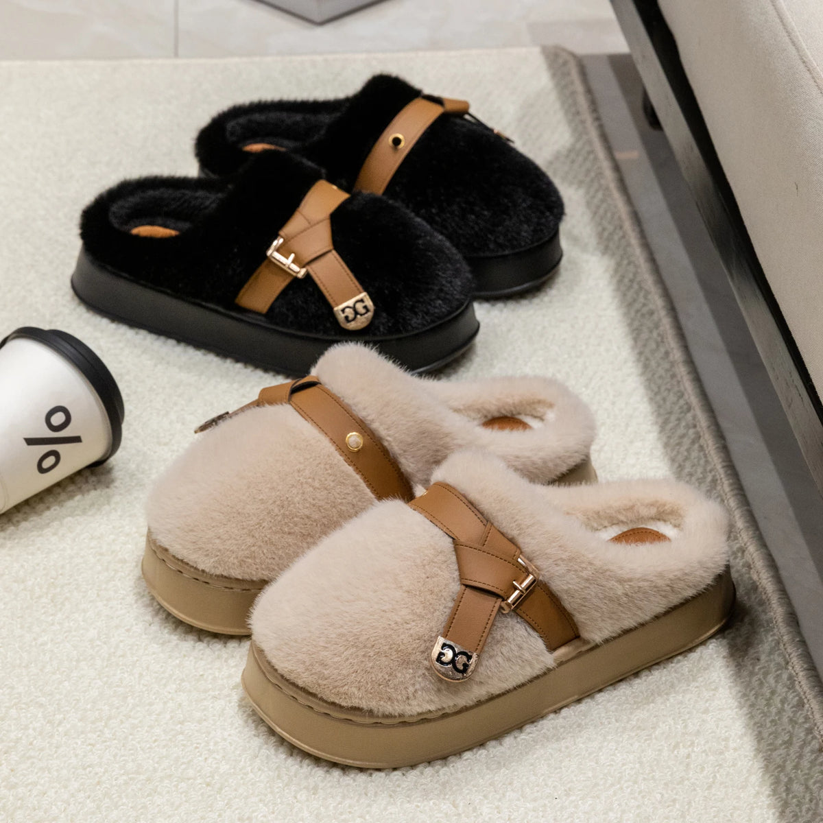 Women's Plush Slippers - Non-Slip Indoor House Shoes, Sizes 36-45