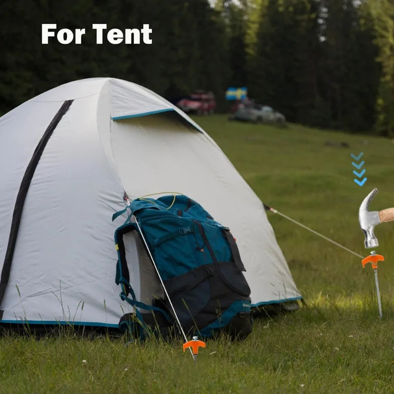 Screw Tent Pegs - Hexagonal Spiral Ground Stakes for Camping, Awnings and Decking, 5 and 10 Packs