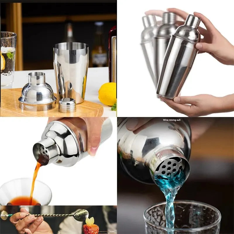 Cocktail Shaker Set with Recipes - 750ml Stainless Steel Bartender Kit
