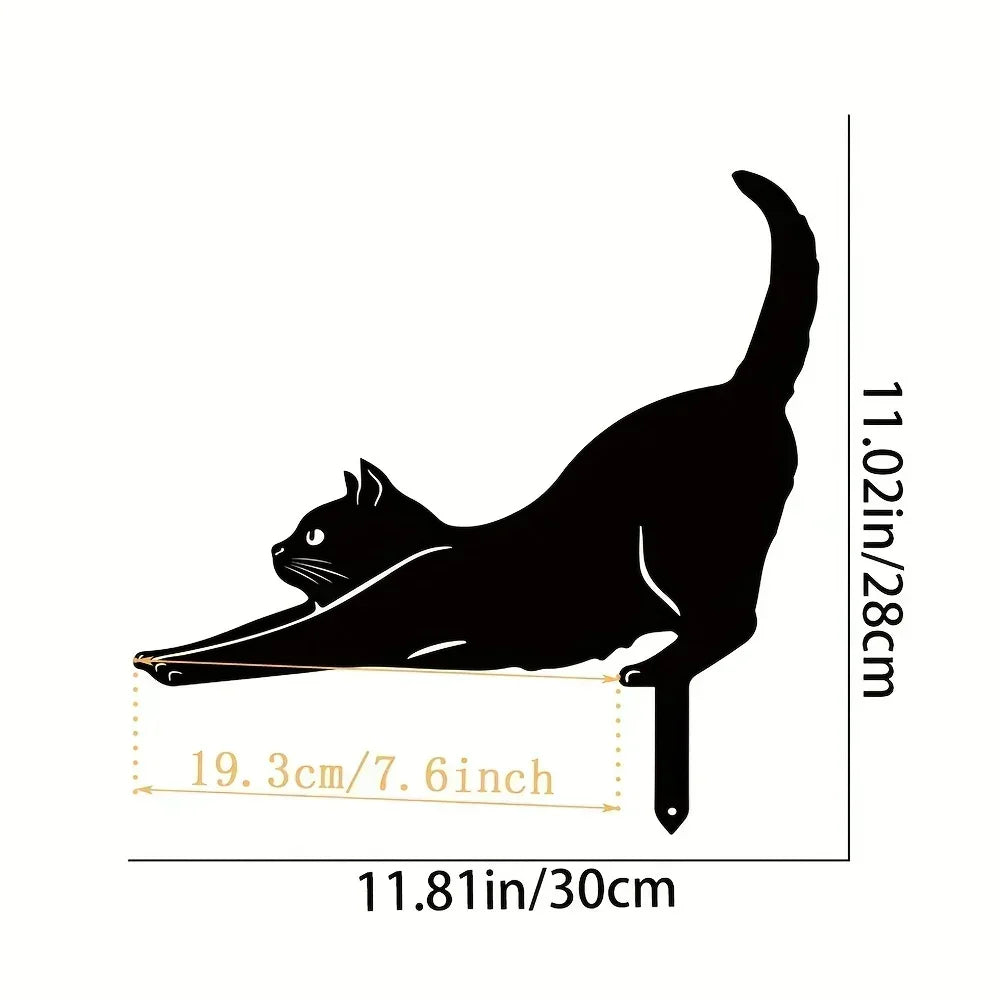Cat Garden Stakes - Metal Silhouette Lawn Ornaments for Patios, Beds and Borders