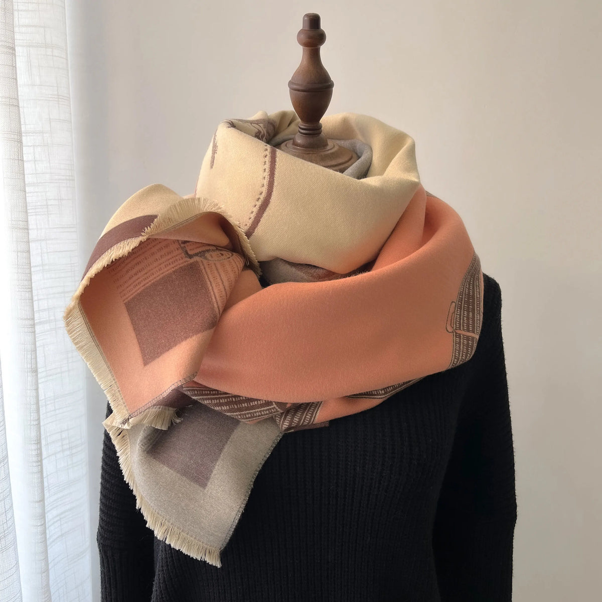 Winter Cashmere Scarf - Thick Warm Wrap in Pink, Orange, Green or Yellow