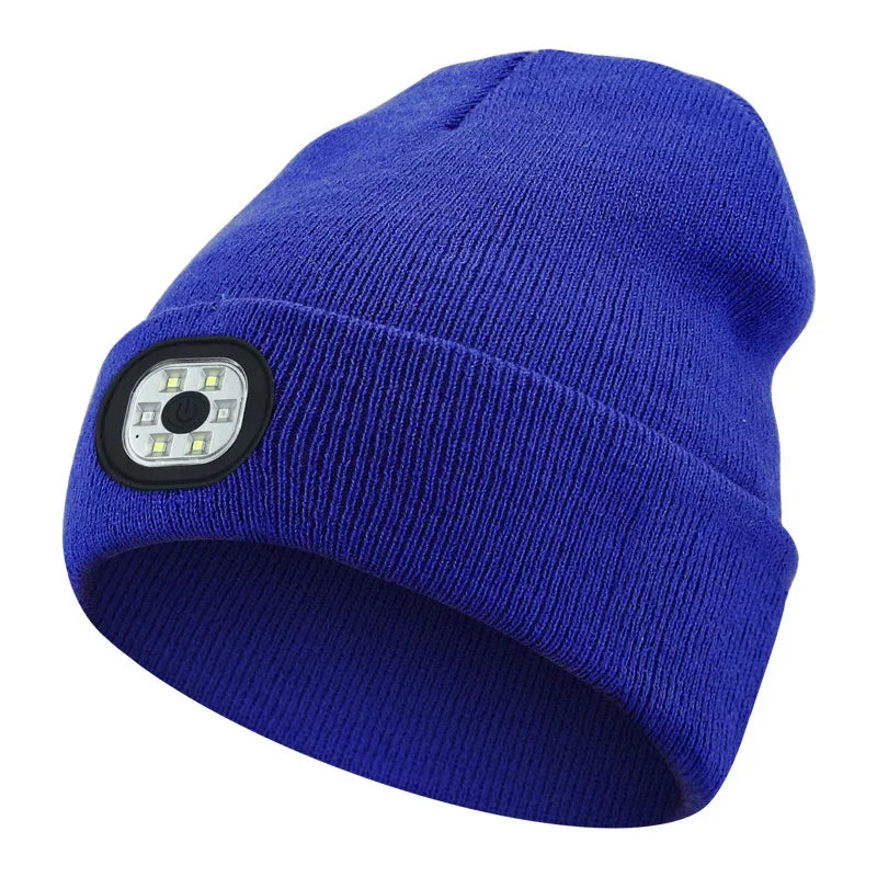 LED Beanie Hat - Rechargeable Knitted Winter Hat for Outdoor Activities