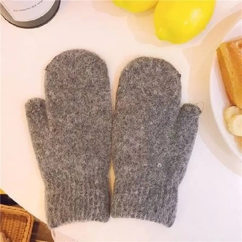 Womens Cashmere Winter Gloves - Soft Knitted Fur Trim Warmth in 5 Colours
