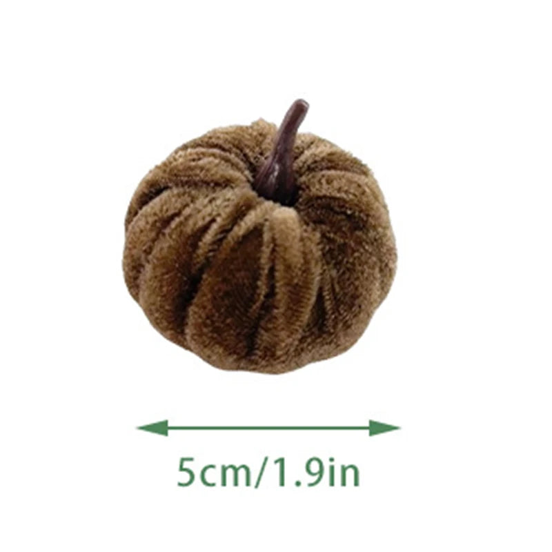 Velvet Artificial Pumpkins 5-Pack - 5cm Mini Fall Table Decor in Five Colours