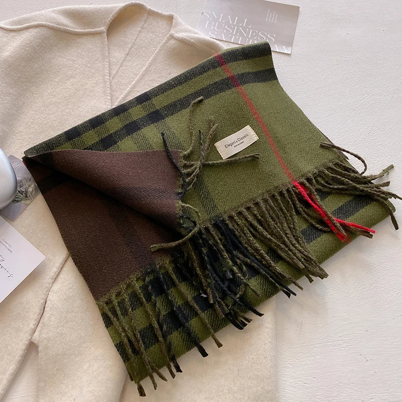 Cashmere Plaid Scarf - Warm Autumn and Winter Wrap in Five Colours