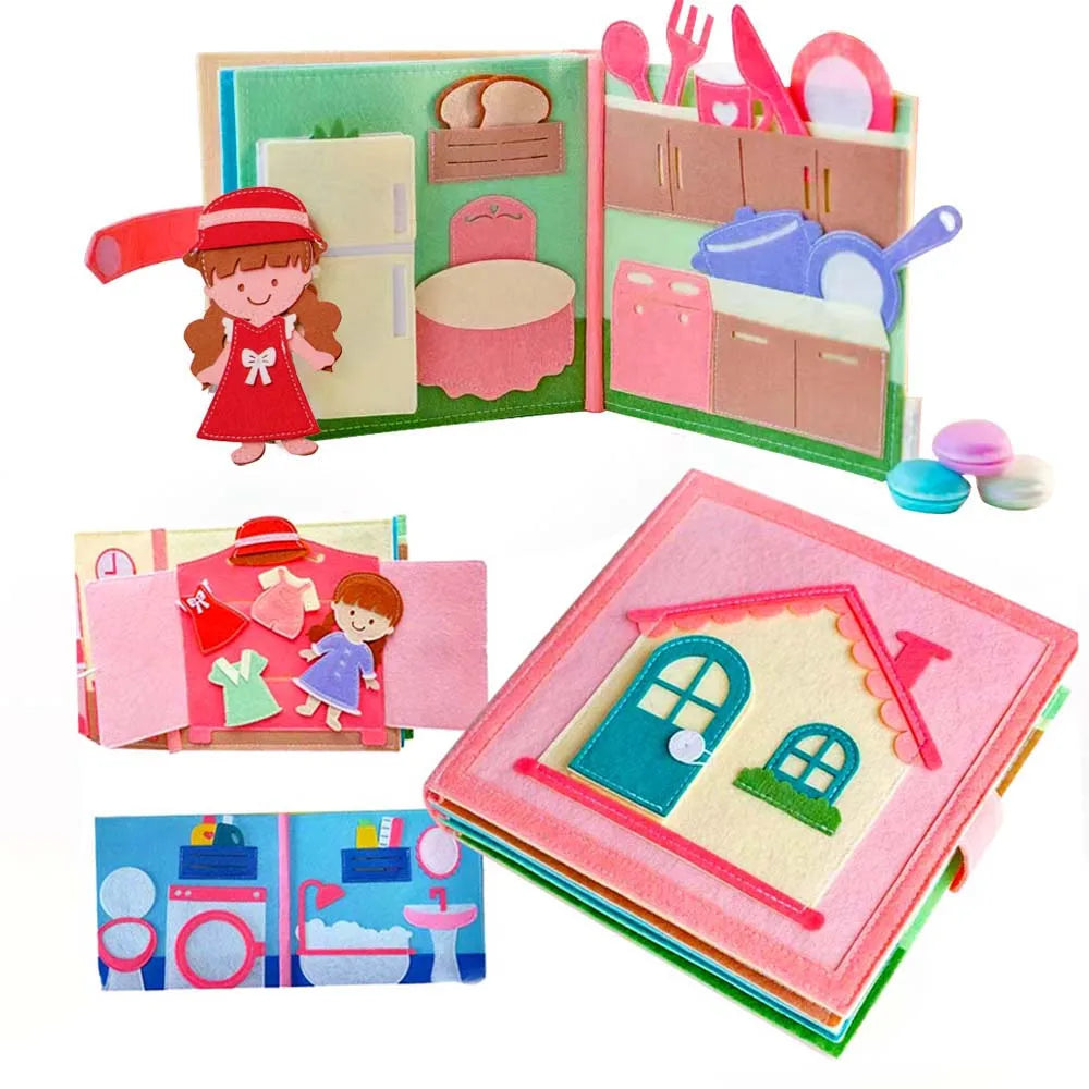 Montessori Sensory Busy Board - Felt Quiet Book Activity Toy for Travel