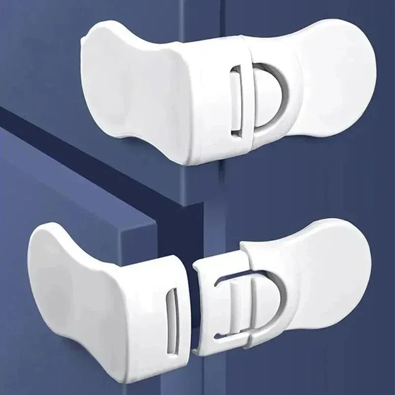 Baby Safety Cabinet Locks 5-Pack - Anti-Pinch ABS Drawer Latches in White