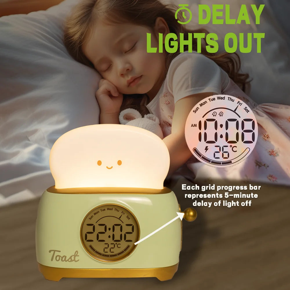 Kids Alarm Clock - LED Digital Bedside Clock with Temperature Display