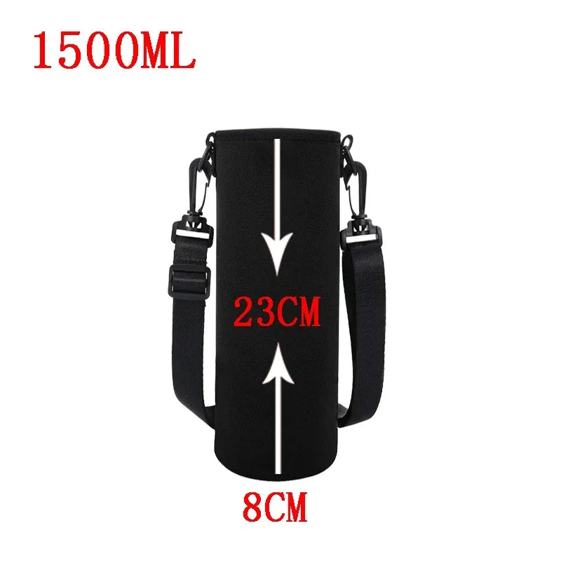 Neoprene Water Bottle Sleeve with Strap - Insulated Bottle Holder Pouch