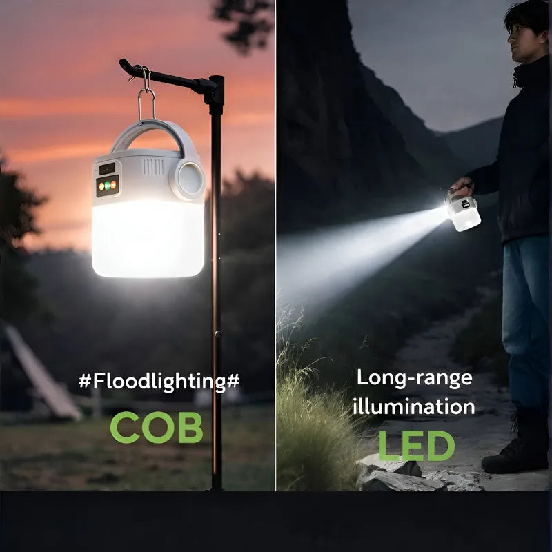 Solar Camping Lantern - USB Rechargeable 800mAh Light for Hiking and Tents