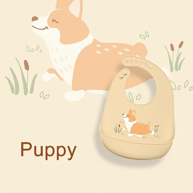 Silicone Baby Bib - Waterproof Feeding Apron with Crumb Catcher Pocket