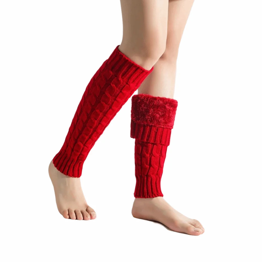 Twist Knit Leg Warmers - Cosy Elastic Boot Socks in 6 Colours