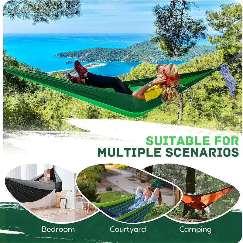 Portable Camping Hammock - Lightweight Parachute Nylon Swing for Backpacking and Travel