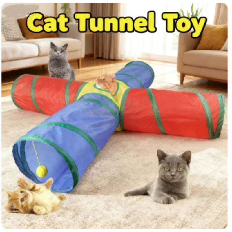 Foldable Cat Tunnel - Collapsible Pop-Up Play Tube for Kittens, Cats and Small Pets