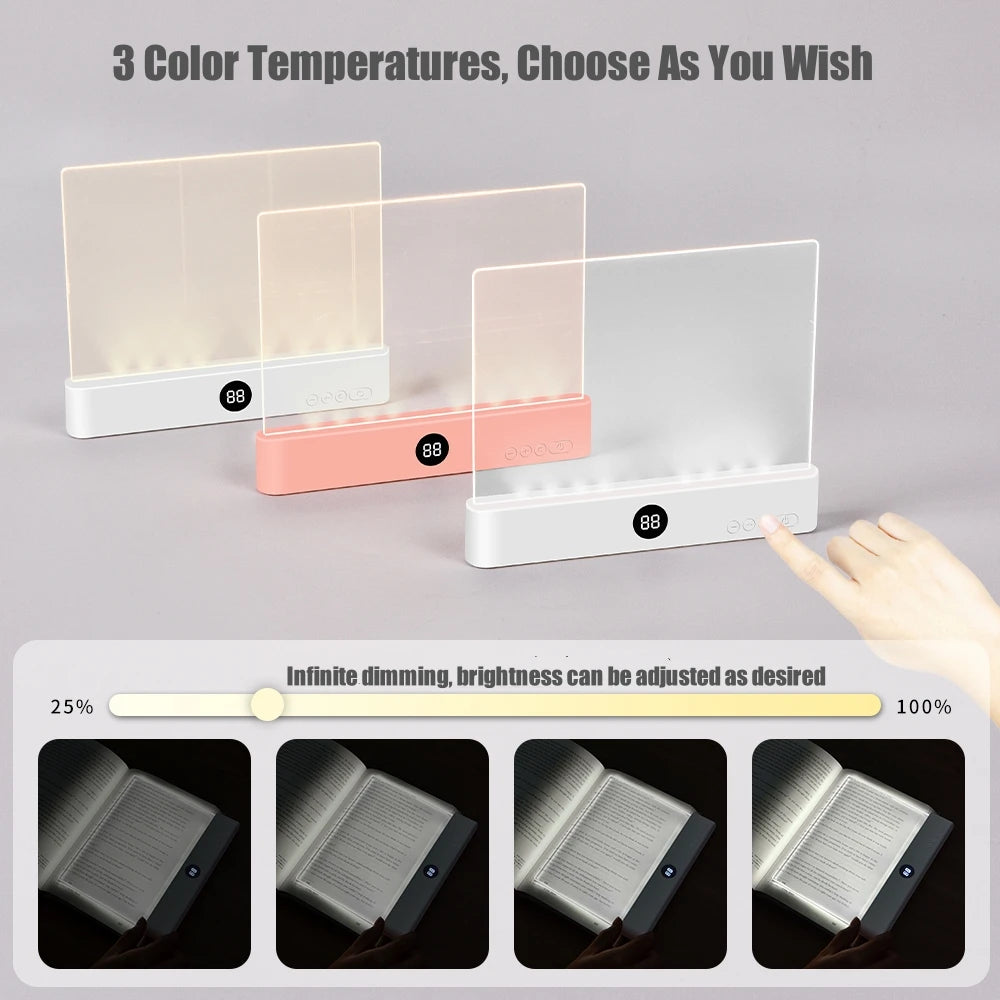 LED Reading Light - Flat Panel USB Book Light for Night Reading in Bed