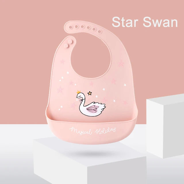 Silicone Baby Bib - Waterproof Feeding Apron with Crumb Catcher Pocket