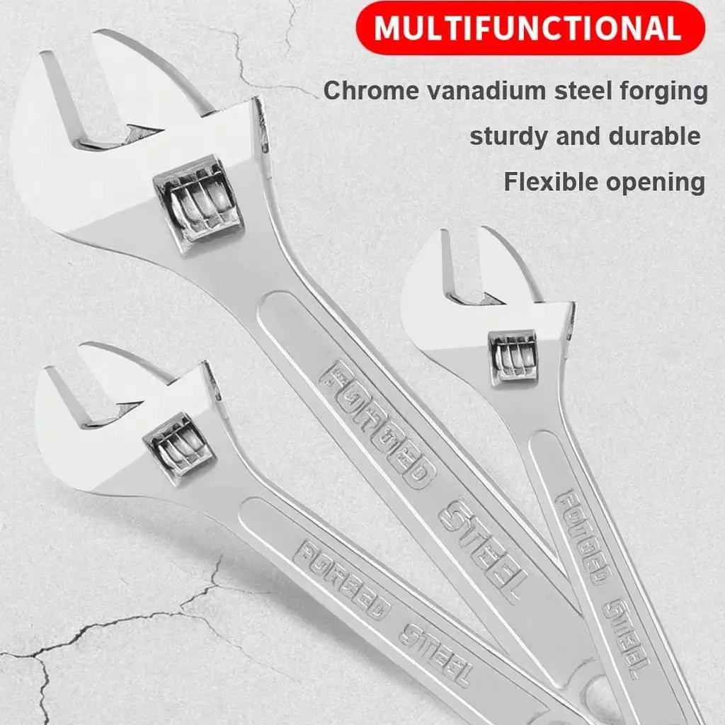 Adjustable Wrench - Wide Jaw Long Handle Spanner in 6, 8, 10 and 12 inch