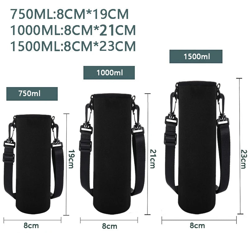 Neoprene Water Bottle Sleeve with Strap - Insulated Bottle Holder Pouch