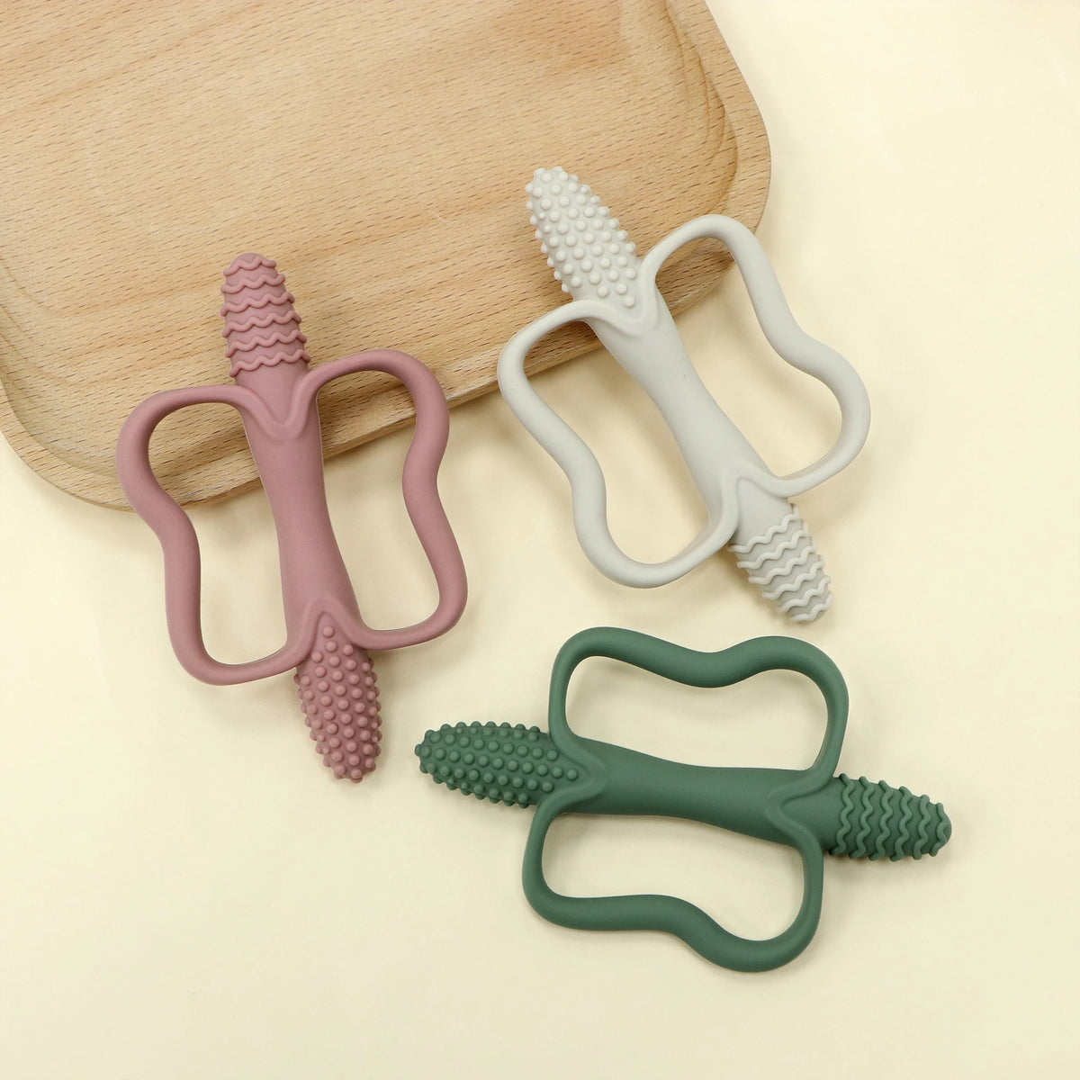 Silicone Teething Stick - Corn Shaped Baby Teether with Handle, 6 Colours