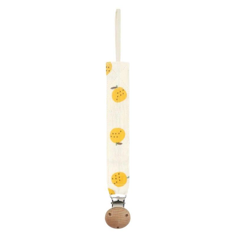 Baby Pacifier Clip - Cotton and Beech Wood Dummy Chain Holder, 26 cm