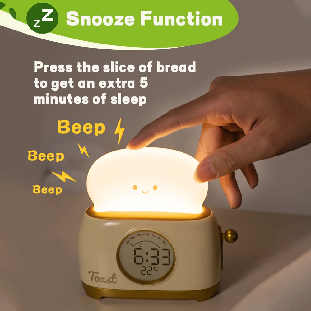 Kids Alarm Clock - LED Digital Bedside Clock with Temperature Display