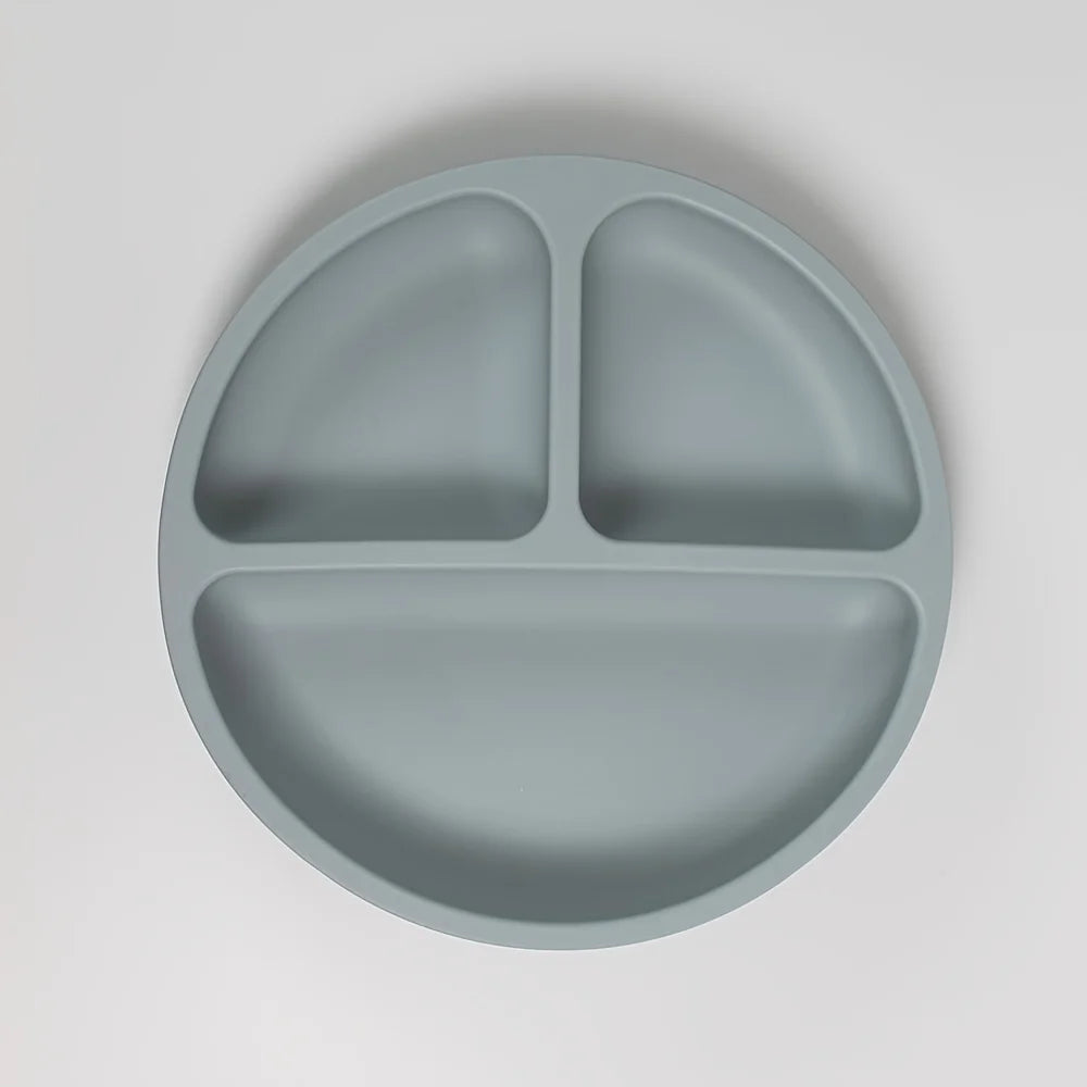 Silicone Suction Plate with Lid - Divided Baby Weaning Dinner Plate