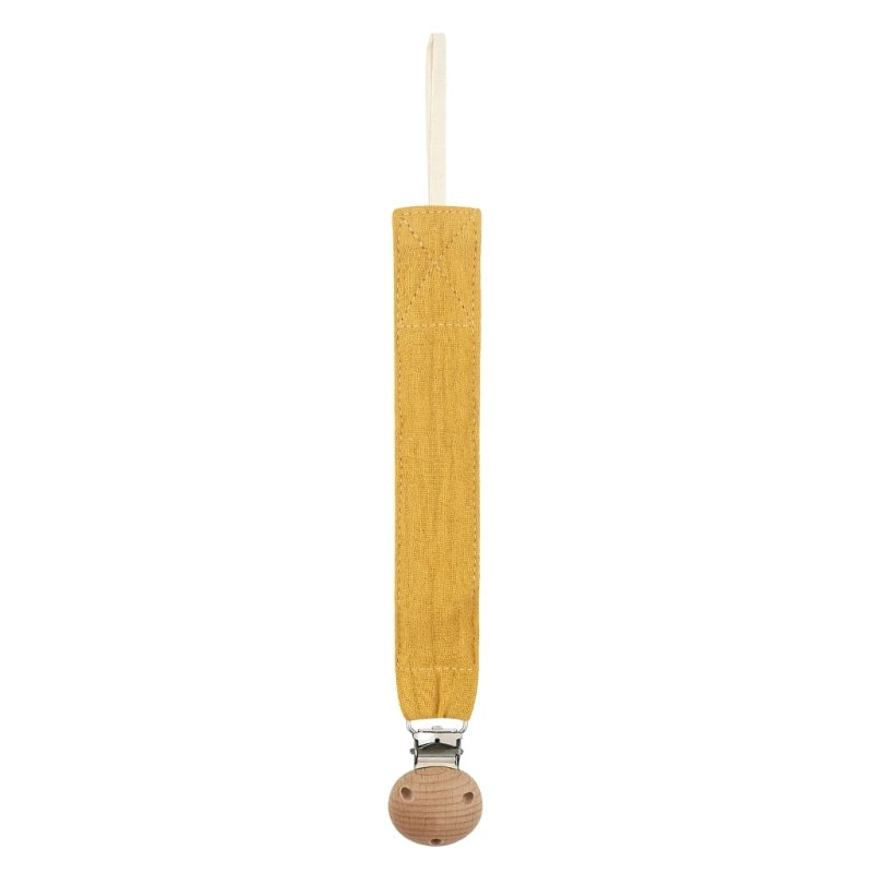 Baby Pacifier Clip - Cotton and Beech Wood Dummy Chain Holder, 26 cm