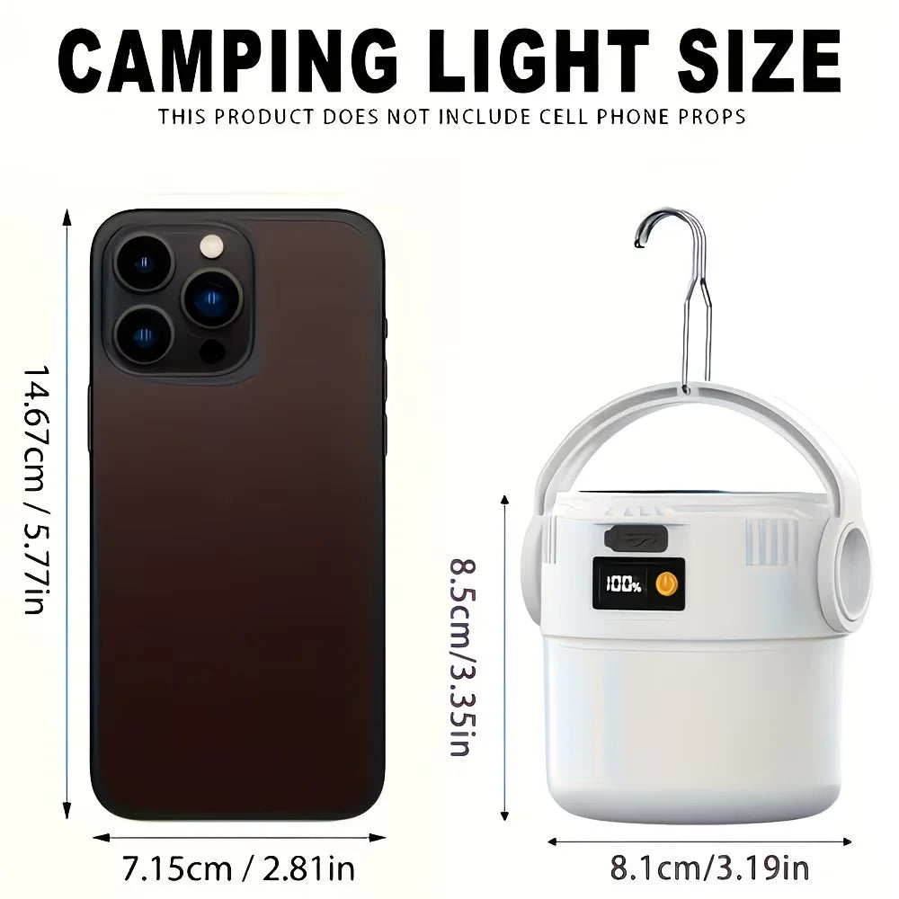 Solar Camping Lantern - USB Rechargeable 800mAh Light for Hiking and Tents