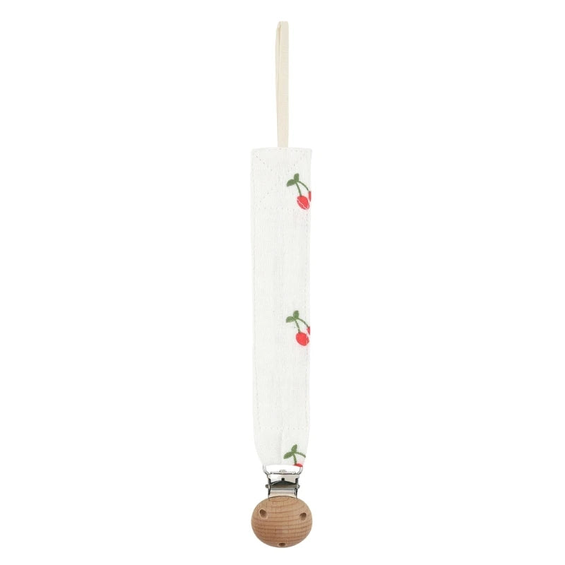 Baby Pacifier Clip - Cotton and Beech Wood Dummy Chain Holder, 26 cm