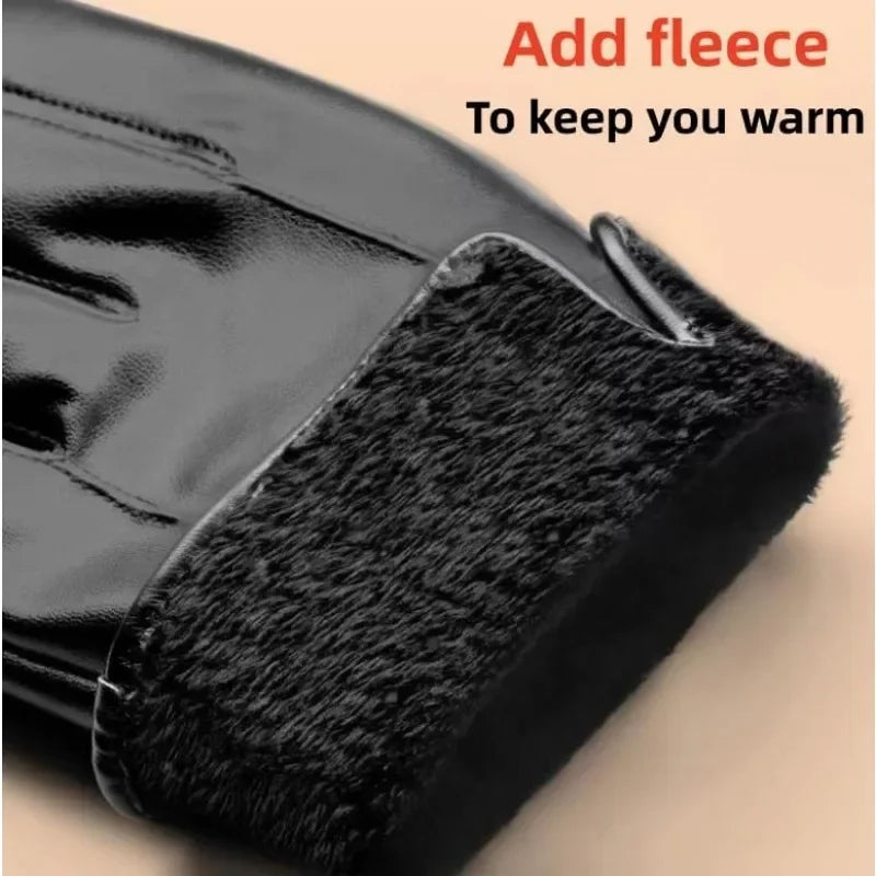 Mens Leather Winter Gloves - Velvet Lined Warmth in Brown and Black, One Size
