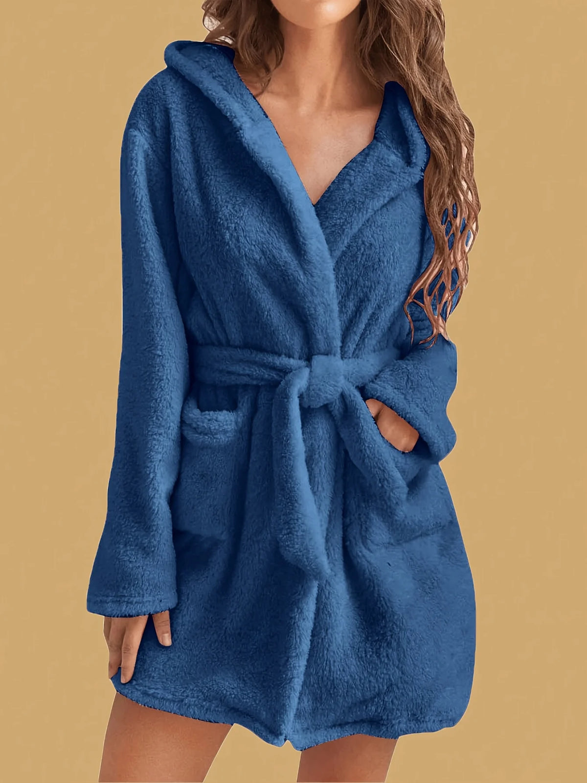 Womens Hooded Robe - Cosy Fleece Loungewear in Six Colours, Sizes S-XXL