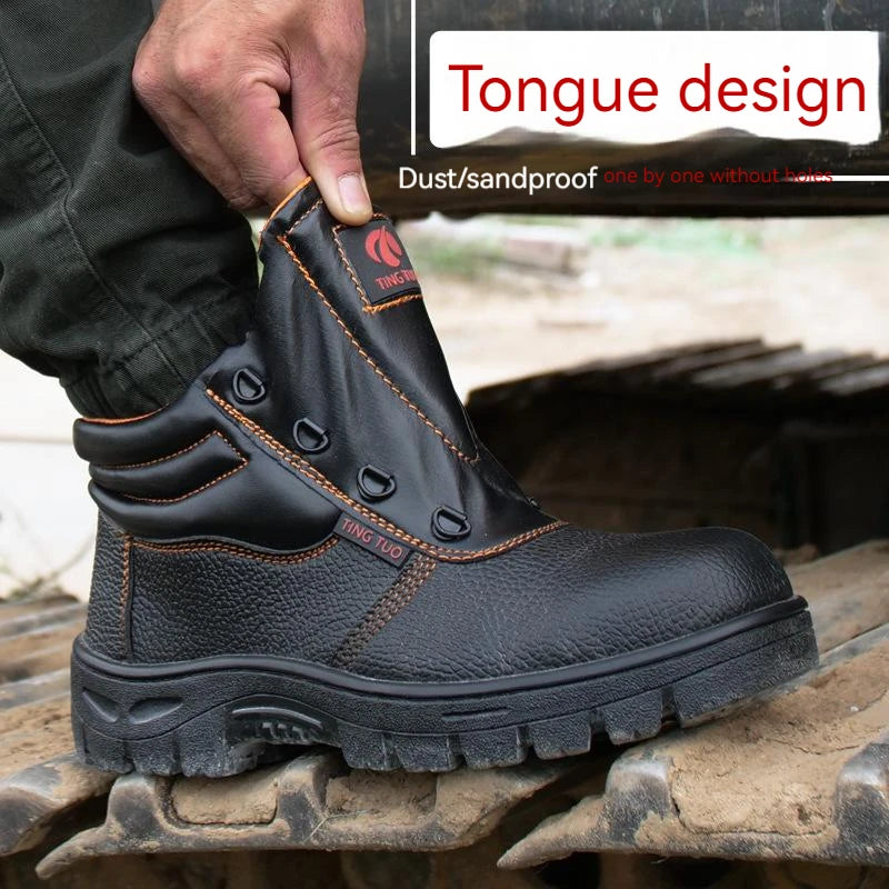 Mens Work Boots - Waterproof Wear-Resisting Black Boots, Sizes 40-46