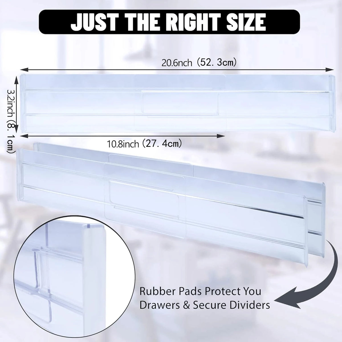 Drawer Dividers - Adjustable Clear Organisers for Clothes, Utensils and Office