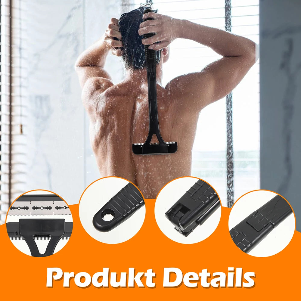 Mens Back Shaver - Long Foldable Handle Body Groomer and Razor for Hard-to-Reach Areas