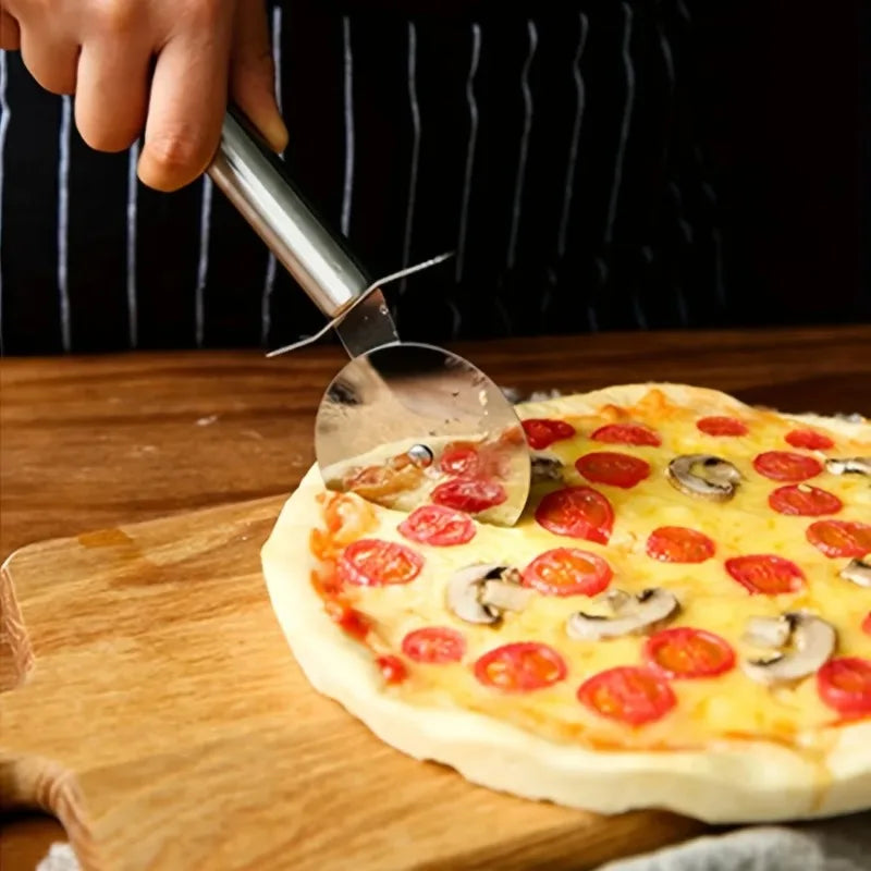 Stainless Steel Pizza Cutter Wheel - Non-Slip Dough, Pie & Waffle Slicer
