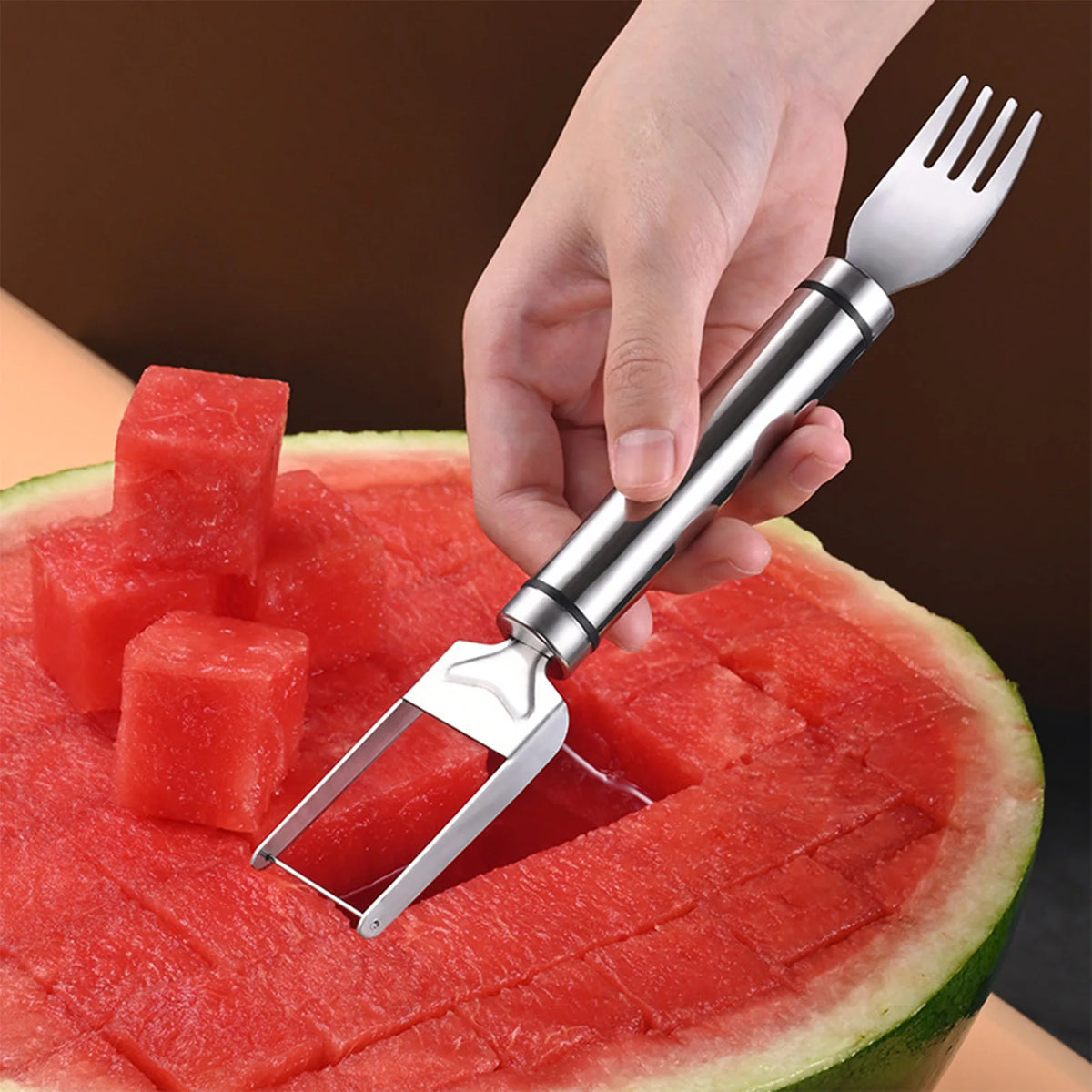 Watermelon Slicer & Fork - Stainless Steel Windmill Melon Cutter Tool