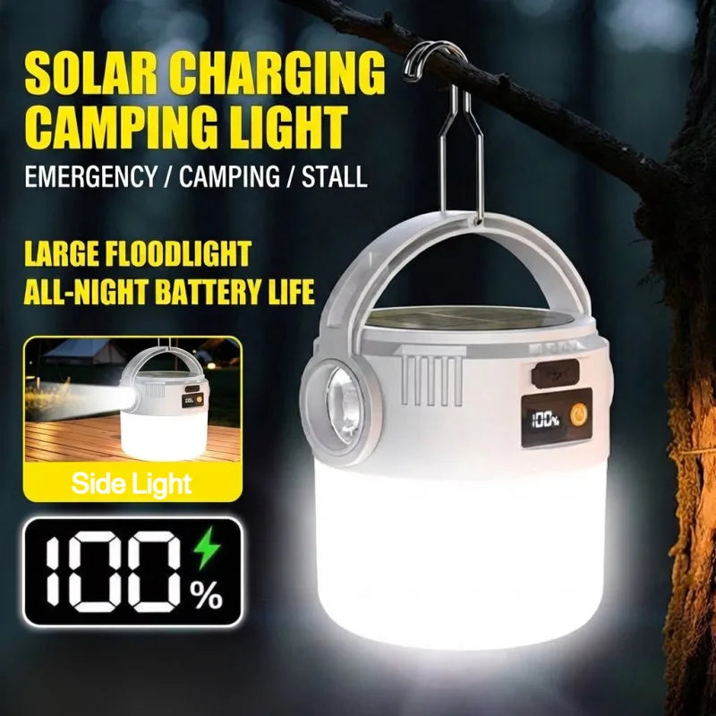 Solar Camping Lantern - USB Rechargeable 800mAh Light for Hiking and Tents