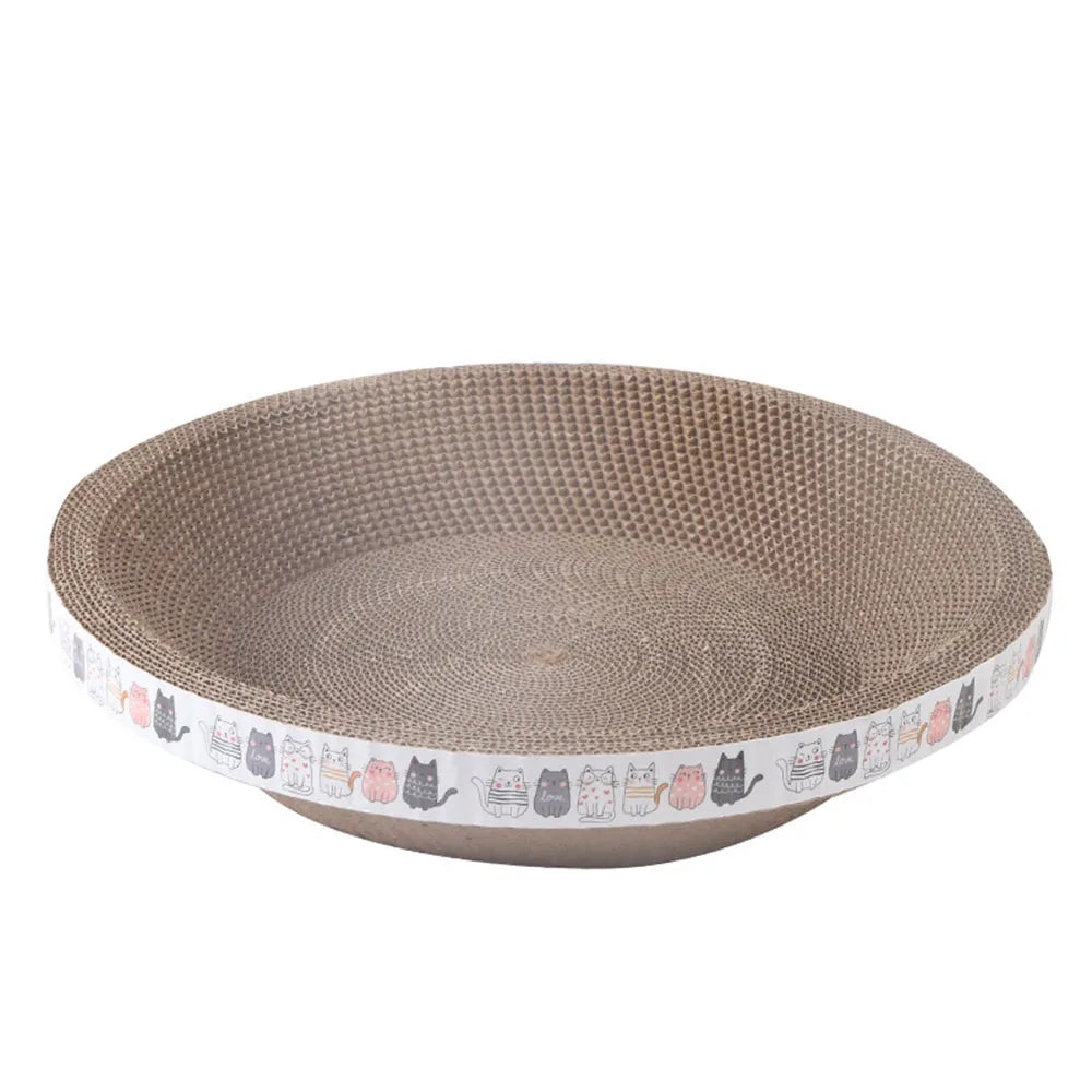 Cat Scratcher Bed - Oval Corrugated Cardboard Scratching Bowl and Lounger, 47 x 32cm