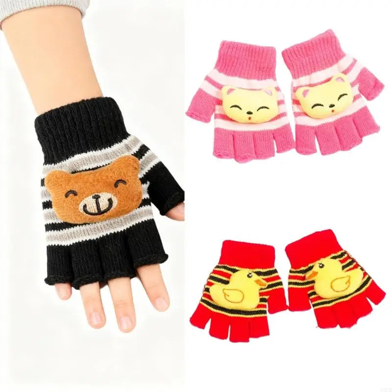 Plush Duck Gloves - Soft Warm Winter Gloves with Animal Design for Kids