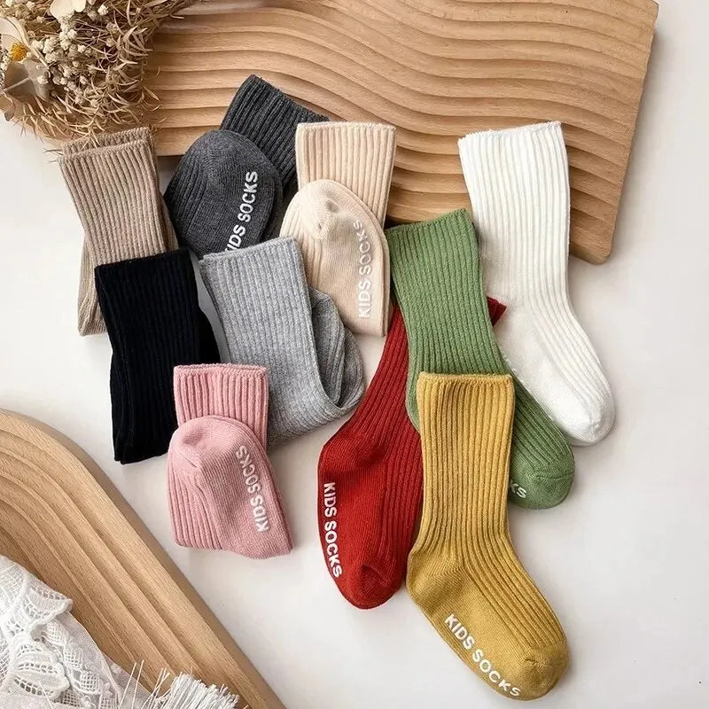Baby Grip Socks 3-Pack - Non-Slip Cotton Crew Socks for Toddlers 0-3 Years