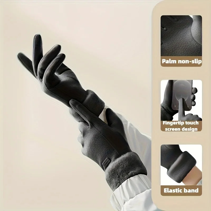 Women's Touchscreen Gloves - Warm Thick Plush Winter Gloves, One Size