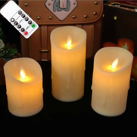 LED Flameless Pillar Candles - USB Rechargeable Moving Wick Candles for Weddings