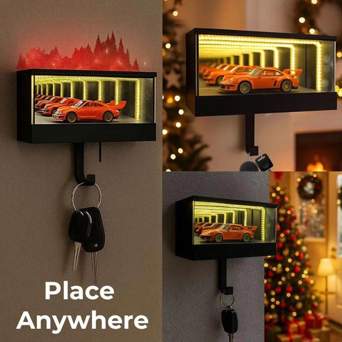 LED Key Holder - Lit Entryway Key Rack for Home, Garage and Office