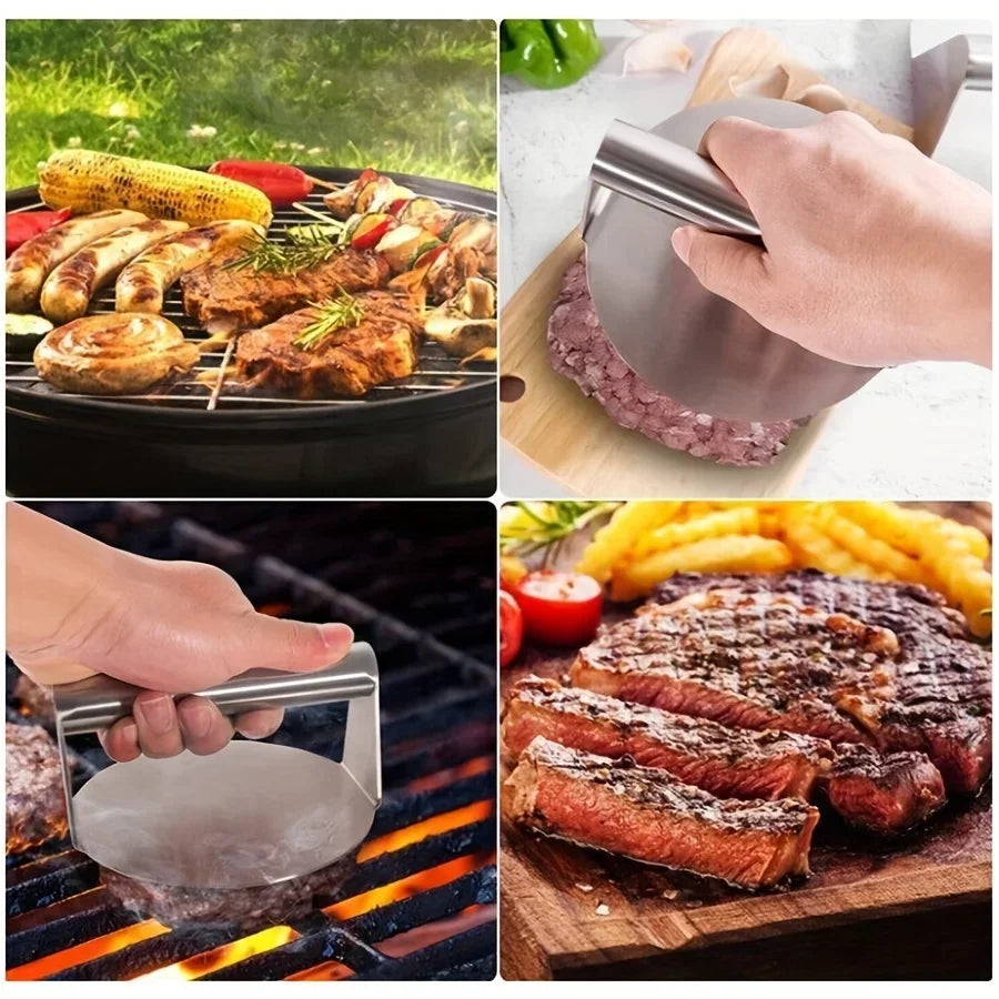 Stainless Steel Burger Press - Smash Patty Masher for Grill, Griddle and Cast Iron Pan