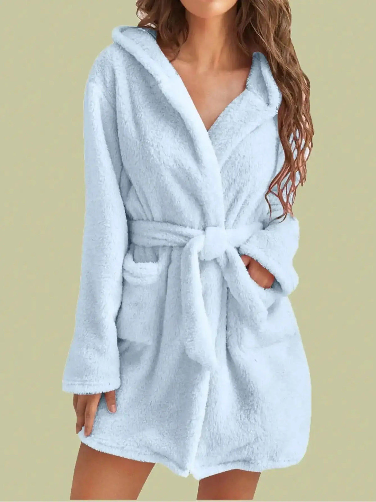 Womens Hooded Robe - Cosy Fleece Loungewear in Six Colours, Sizes S-XXL