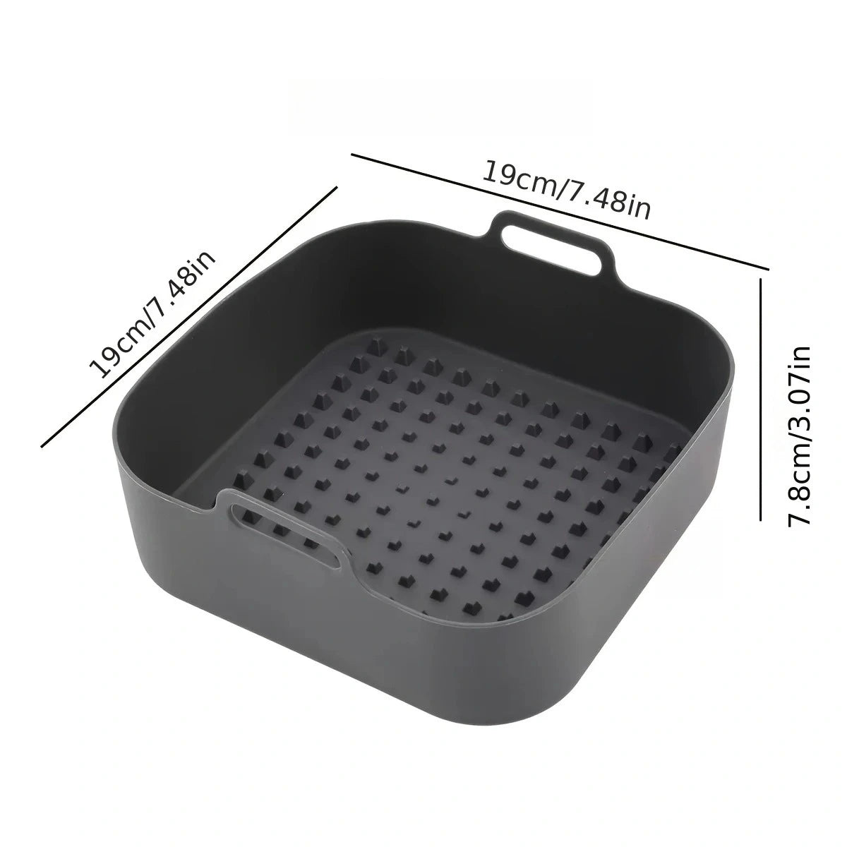 Reusable Silicone Air Fryer Liner - Square Basket Tray with Handles, Non-Stick and Dishwasher Safe