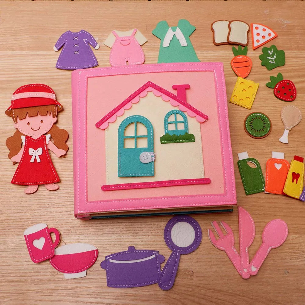 Montessori Sensory Busy Board - Felt Quiet Book Activity Toy for Travel