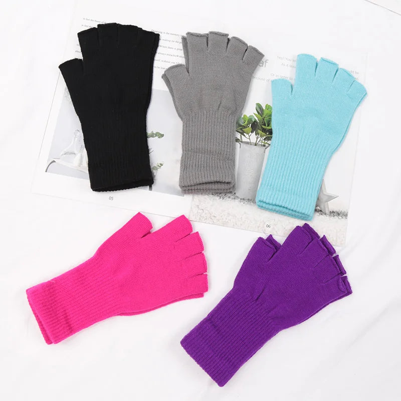Long Fingerless Knitted Gloves - Warm Stretch Arm Warmers, One Size